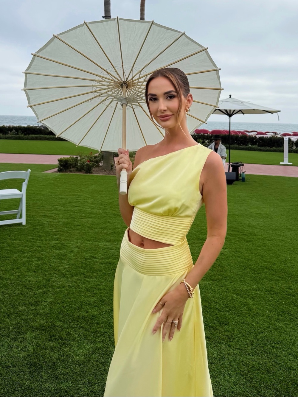 One-Shoulder Yellow Two Piece set - Picture 3 of 7